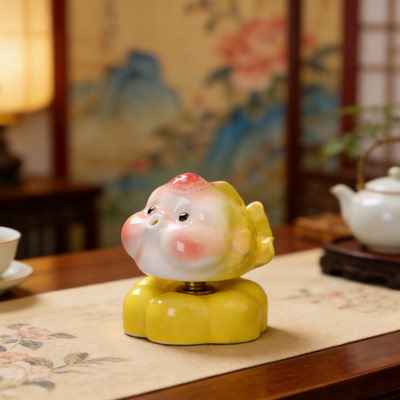 陶瓷小马转转景德镇马上有钱转转马年摆件陶瓷可爱手工车载减压玩