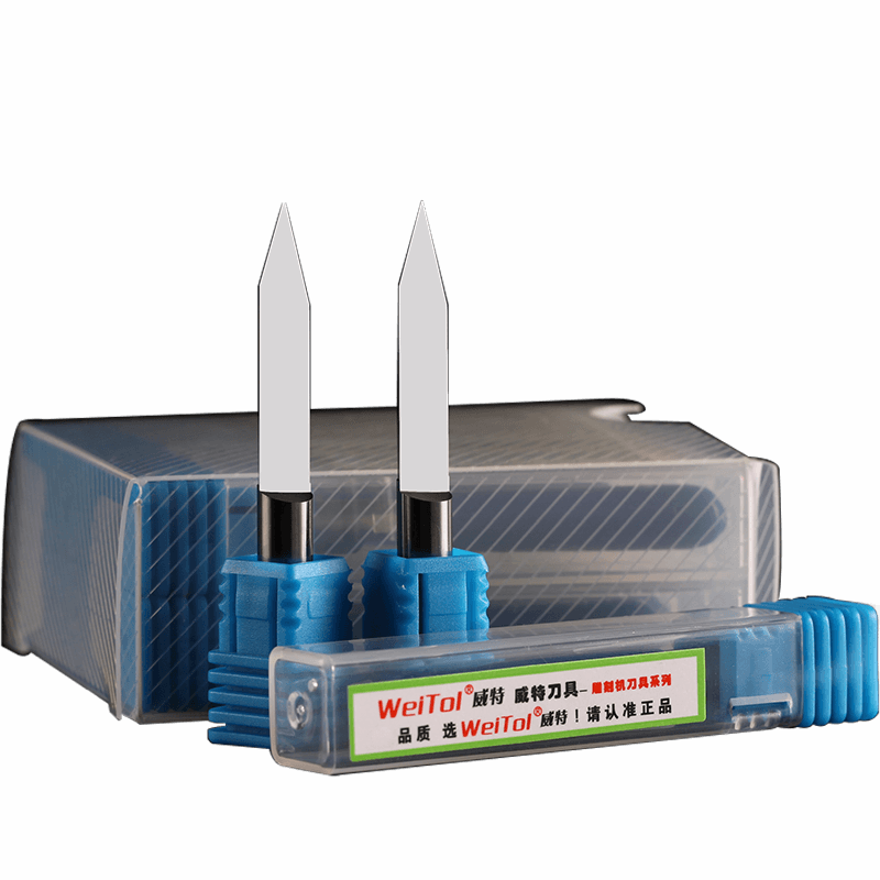 威特精磨型6mm钨钢平底尖刀浮雕锥度中心尖刀数控雕刻机刀具整盒