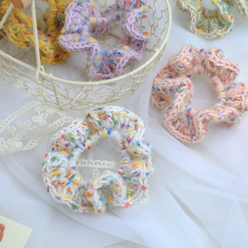 diy手工发圈彩虹糖豆甜美发绳