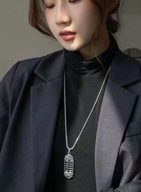 福字算盘项链小众设计高级感女长款嘻哈潮毛衣链配饰衣服挂件简约