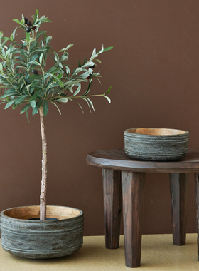 新中式复古装饰木碗果盘摆件花器