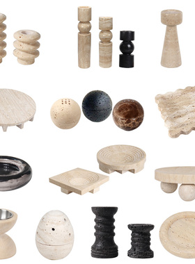 大理石烛台复古圆形香薰香炉果盘