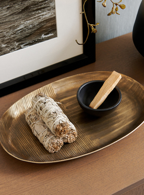 进口铝制复古做旧托盘果盘摆件