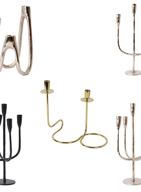 铝制银色三头五头烛台摆件装饰