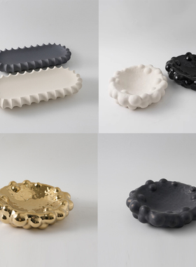 简约长条椭圆形陶瓷果盘托盘摆