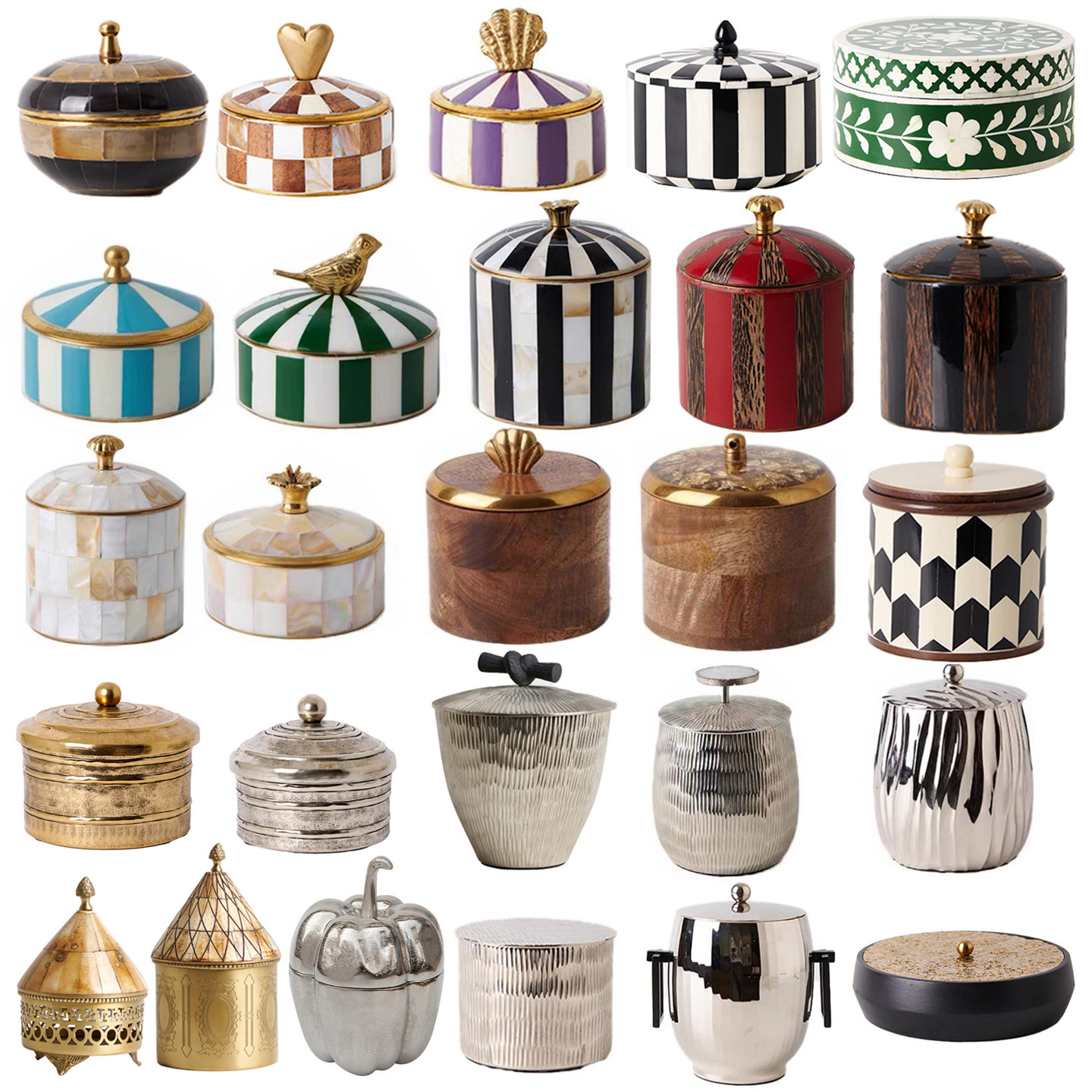 印度进口牛骨黄铜芒果木铝制首饰盒摆件欧式样板间珠宝收纳罐器皿