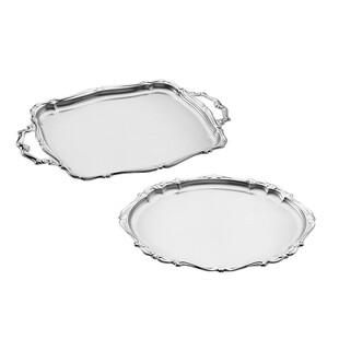 意大利进口Motta银色不锈钢椭圆方形餐盘双耳托盘杯垫咖啡杯餐具