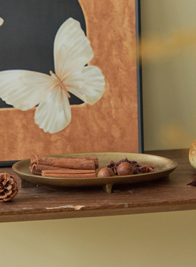 新中式做旧复古收纳盘托盘摆件