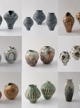 侘寂风新中式创意陶瓷花瓶摆件