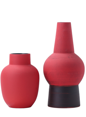 红色陶瓷新中式风设计师款装饰品