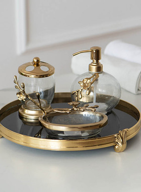 卫浴托盘套装牙刷杯浴液瓶皂碟