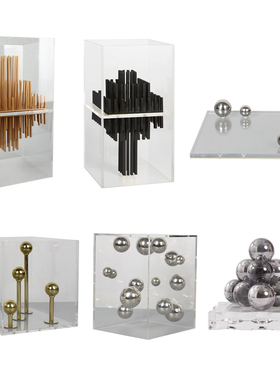 黑金立体抽象风悬浮建筑样板摆件