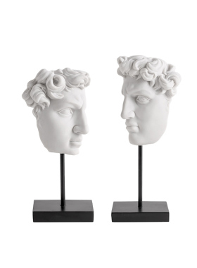 轻奢风白色大卫人脸样板酒店摆件