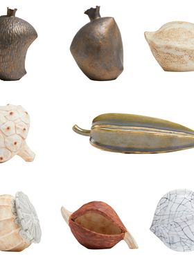 新中式陶瓷南瓜石榴瓜子干果摆件