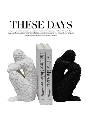 砂岩黑色思考者样板房创意摆件