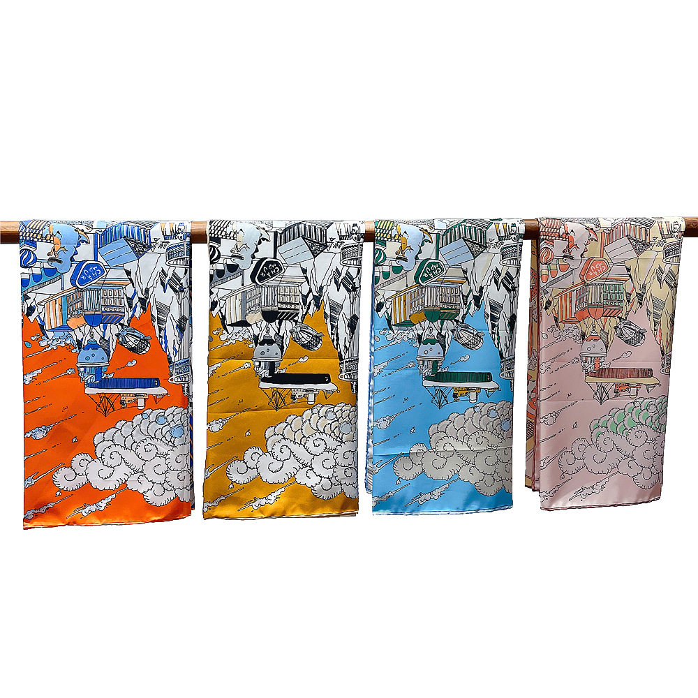 90cm新款手工卷边复古建筑女士文艺网红方巾防晒披肩夏季抹胸围巾,服饰配件/皮带/帽子/围巾,防晒披肩,淘宝优惠券,粉丝福利购,淘宝优惠卷