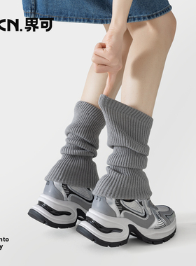 JKN灰色袜套春秋款袜子女堆堆袜y2k辣妹显瘦针织腿套中筒袜长筒袜