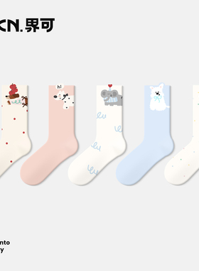 JKN袜子女款秋冬季中筒袜ins潮2026新款爆款纯棉纱卡通可爱无骨袜