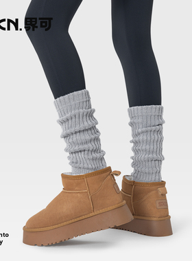 JKN雪地靴堆堆袜套女秋冬保暖加厚显瘦针织配鲨鱼裤灰色小腿袜套