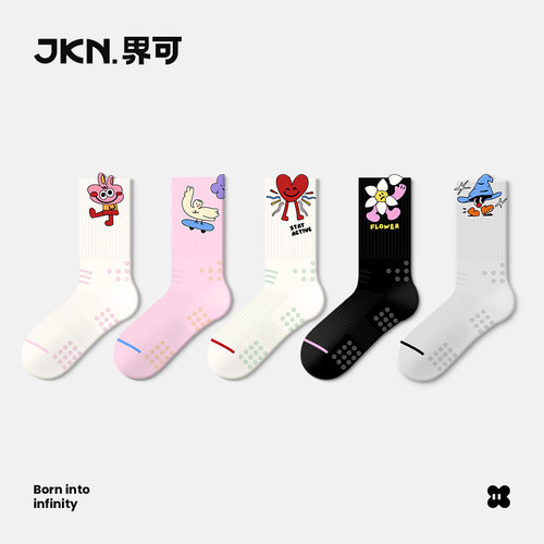 JKN运动卡通跑步中筒袜