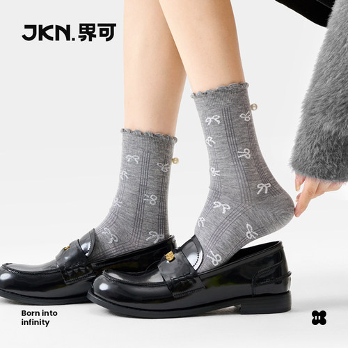JKN蝴蝶结袜子女2026年新款爆款