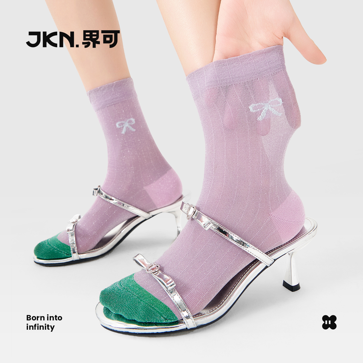 JKN金银丝袜子女夏季薄款2025新款中筒袜芭蕾风透气玻璃丝水晶袜