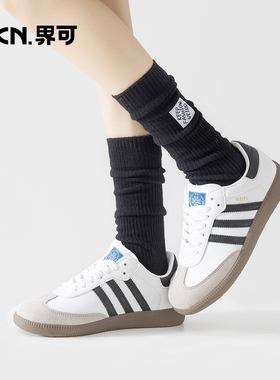 JKN灰色小腿袜女秋冬白色堆堆袜搭配小皮鞋日系学院风中筒长袜棉