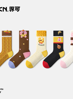 JKN卡通袜子女中筒袜秋冬款2025新款爆款ins潮可爱纯棉纱线无骨袜