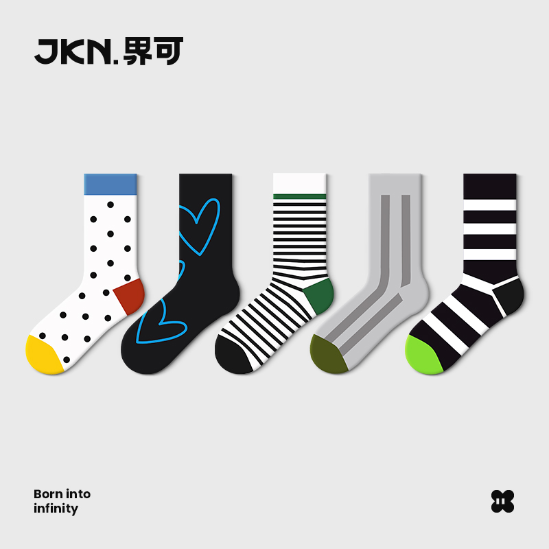 JKN条纹袜子女中筒袜2025新款