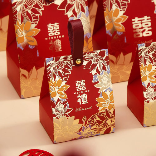结婚喜糖盒子2026新款轻奢高级感烫金糖果盒订婚伴手礼袋礼盒