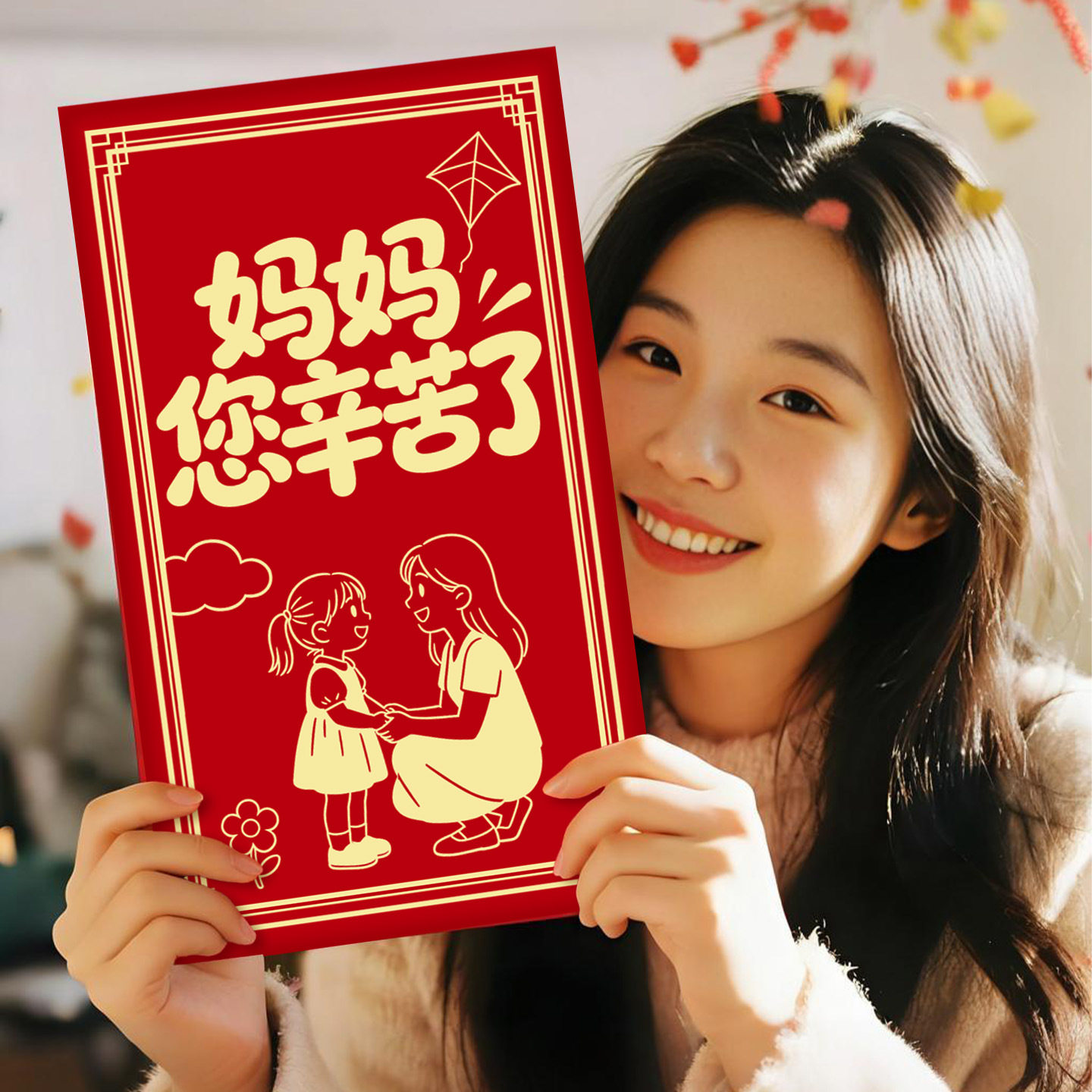 新款母亲节超大红包袋送妈妈礼物特大号高档仪式感万元利是封