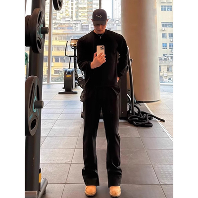 黑色弹力加绒牛仔裤男款秋冬