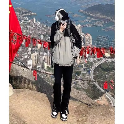 美式高街牛仔裤修身微喇裤