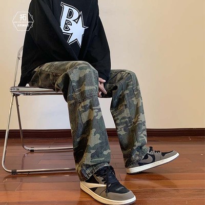 潮流宽松直筒迷彩裤青少年