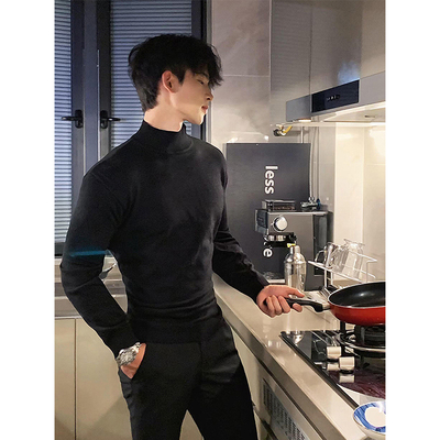 半高领德绒打底衫男款秋冬痞帅
