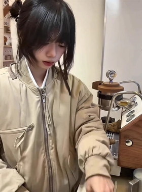 hermitcreate新雪丽短宽棉服男款冬季高级感飞行棉衣美式夹克外套