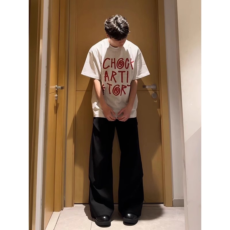Fikzz美式褶皱弯刀西裤垂感高级