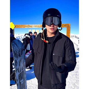 黑色廓形短款羽绒棉服男款冬季美式飞行员夹克加棉外套高级感棉衣