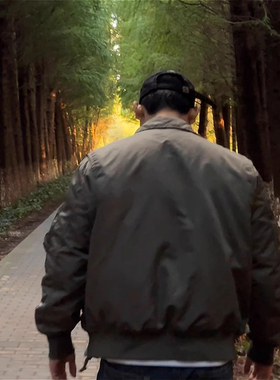 军绿色ma1飞行员夹克阿尔法外套男款冬季加厚美式复古棒球服棉衣