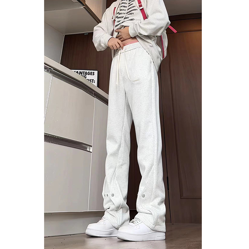 灰色排扣运动卫裤男款秋冬季