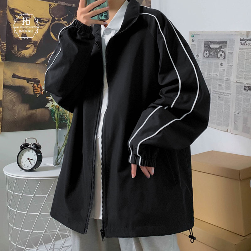 休闲夹克条纹立领男潮牌ins港风