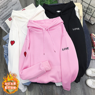 连帽卫衣女装秋冬季潮ins宽松韩版加绒上衣2019新款套头班服外套