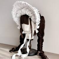【MAID】 Original handcrafted Lolita black lace Bonet Dark Gothic style bnt can be color-changed thumbnail 4