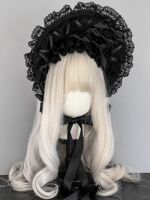 【MAID】 Original handcrafted Lolita black lace Bonet Dark Gothic style bnt can be color-changed thumbnail 6