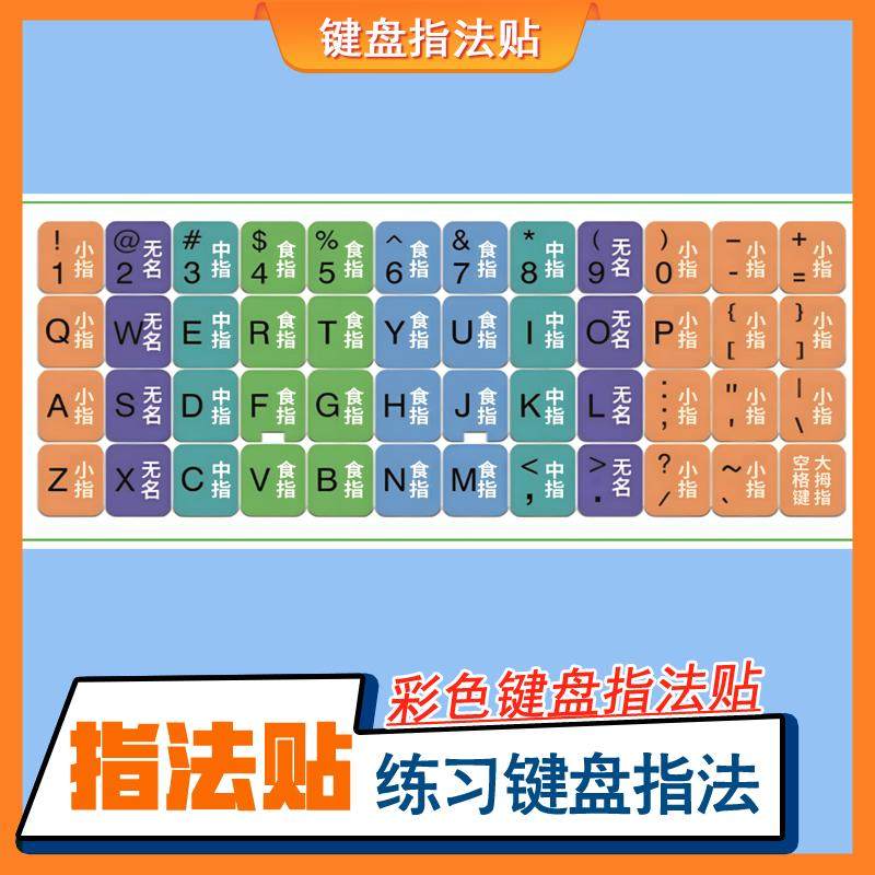 特价打字指法练习神器笔记本电脑键盘指法贴纸五指分色不干胶贴