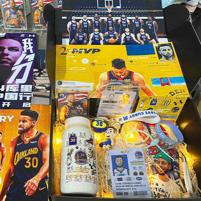 库里保温杯礼盒套装背包挂件生日新年礼物欧文篮球周边卡片送礼