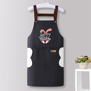 黑白简单大方洗碗炒菜烧烤防水油背带围裙家用工作服围腰围兜兜