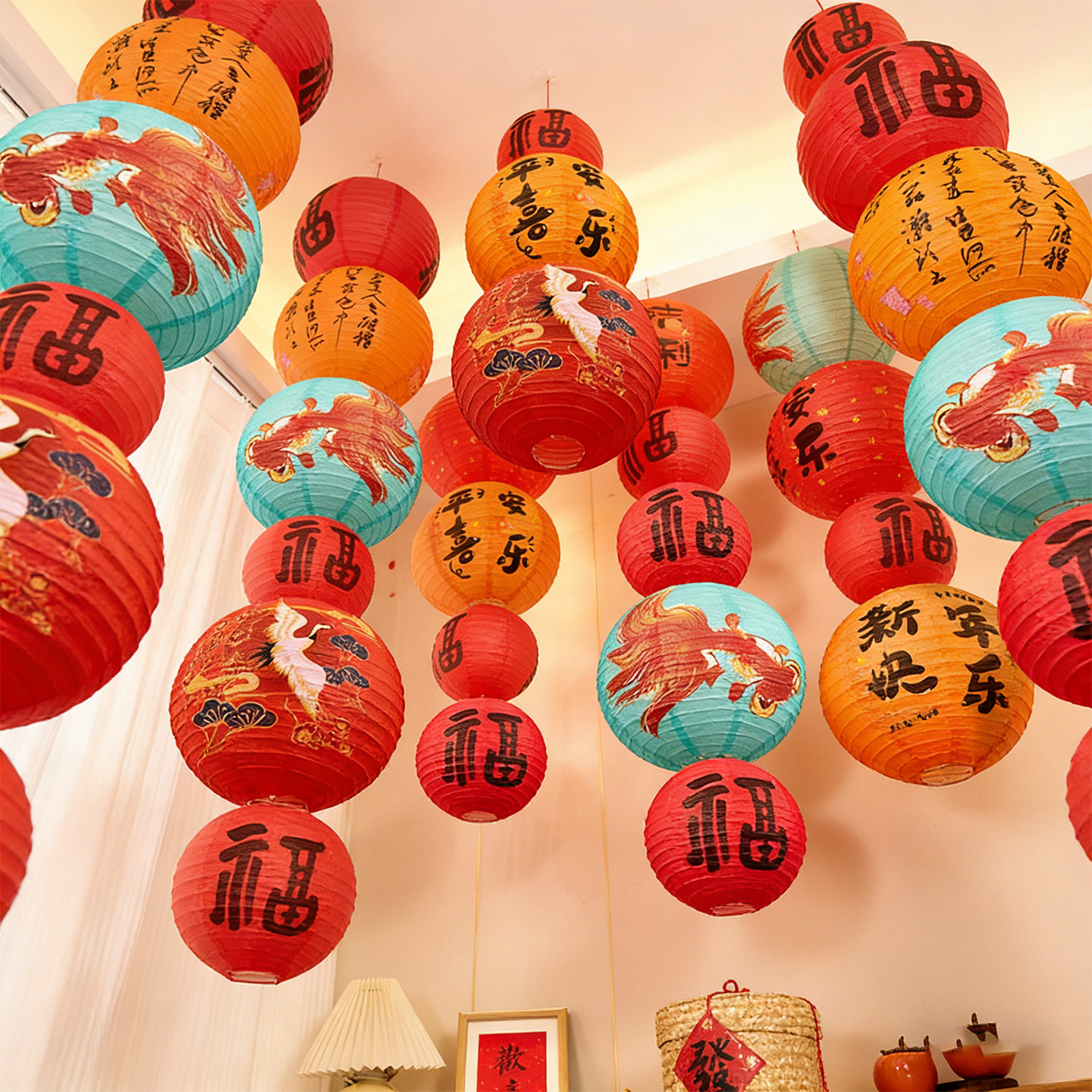 灯笼挂饰国风灯笼国潮中式古风春节新年氛围装饰客厅灯笼商场布置