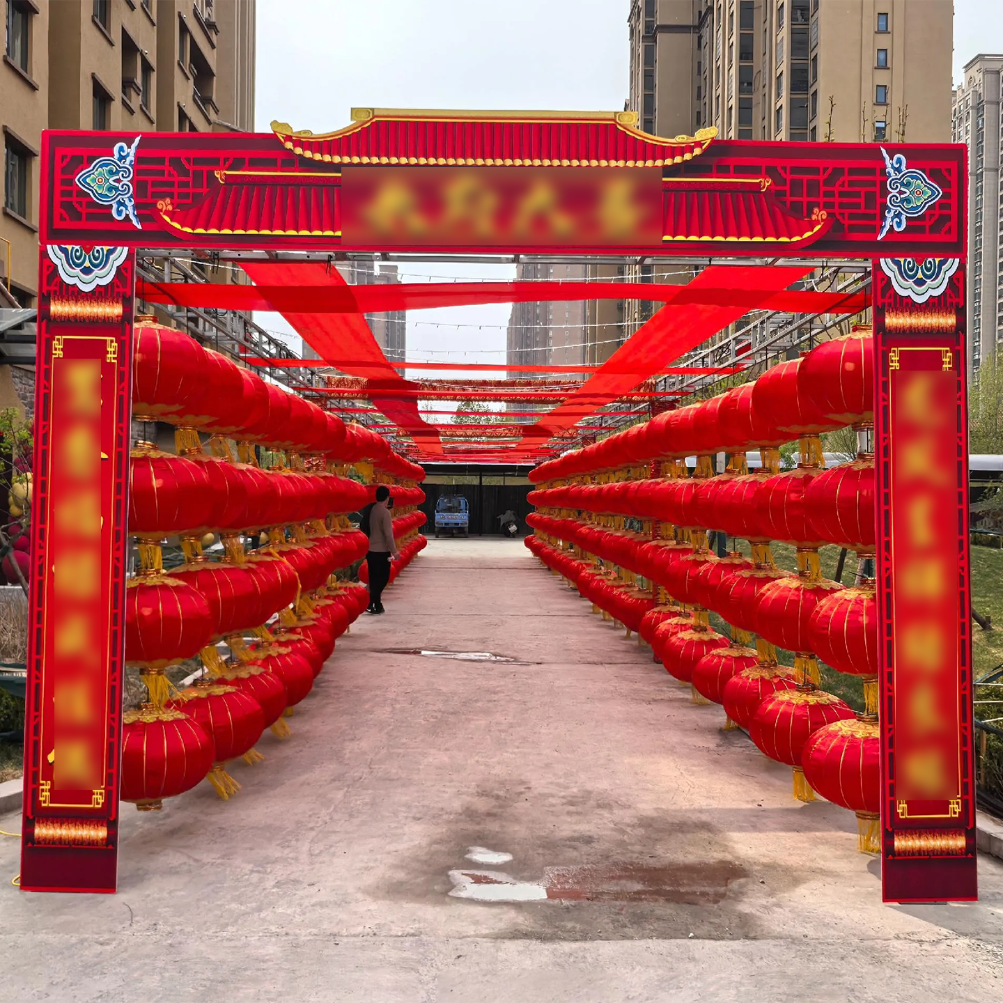 结婚长廊铁口灯笼串植绒灯笼装饰串结婚喜字灯笼串结婚长廊灯笼串
