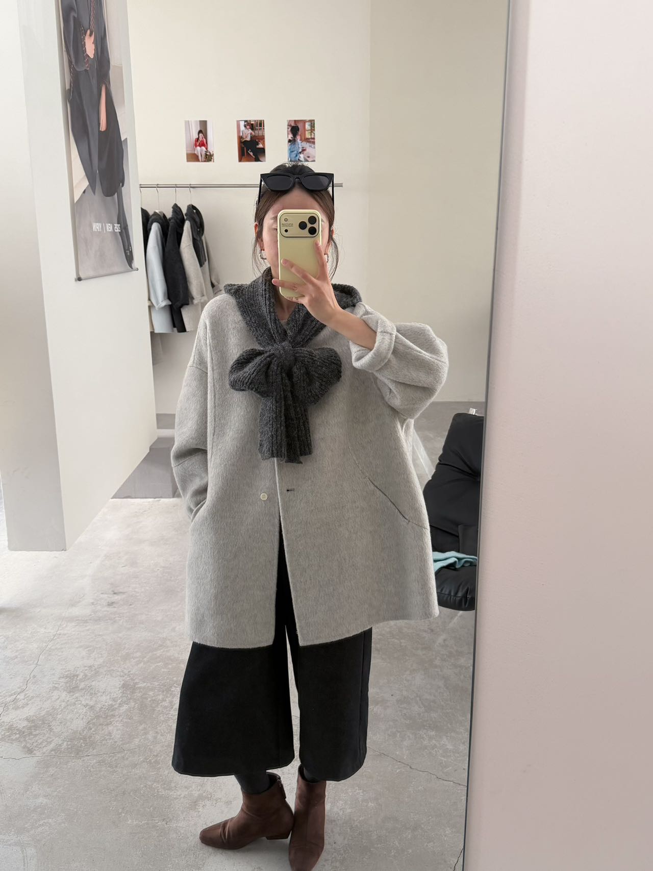 韩版秋季立领单排扣双面羊毛大衣女宽松慵懒风中长款羊毛呢子外套